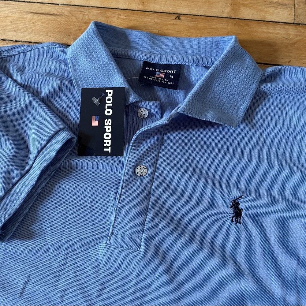 NWT Polo Sport Ralph Lauren Golf Shirt Light Blue Cotton Mens M Pony New